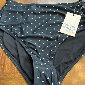 Unique Vintage Black & White Pin Dot Daphne Swim Bottom